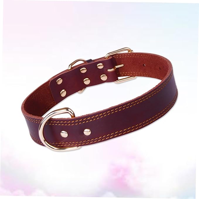 Genuine Leather for Small Medium Large Breeds Durable Grade Design Comfortable Padded Neck Protection for and Walking
