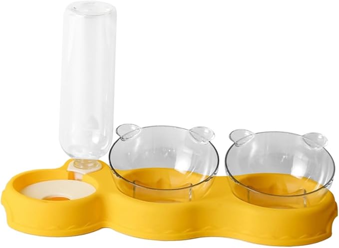 Happyyami Automatic Water Feeder for Cats Water Dispenser Double Food Bowl Cat Feeder and Drinking Bottle Pet Bowl for Dogs and