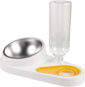 UPKOCH Automatic Pet Feeder and Water Bowl Anti-Spill Dog Cage Feeder with Non-Skid Base White for Cats and Dogs