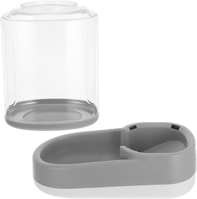 BESPORTBLE Automatic Dog Food Dispenser and Water Bowl Pet Feeder Set for Small to Medium Dogs and Cats, Elegant Gray, Dual Feeding and Drinking Station for Indoor Use