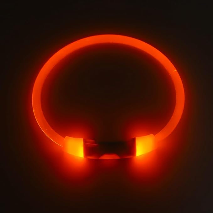 LED Dog Collar, USB Rechargeable Promote Visibility Dog Glow Collar for Outdoor Walking (Orange)