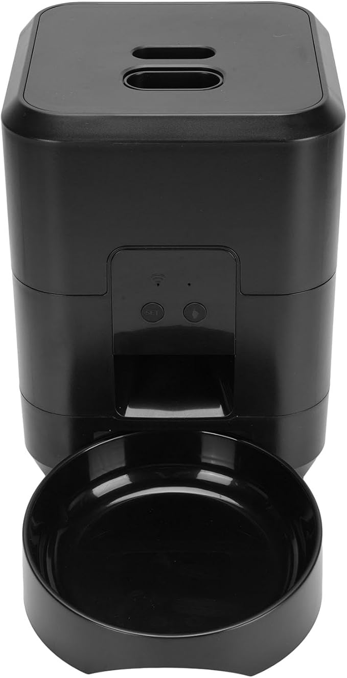 ANGGREK Timed Dry Food Dispenser, Large Capacity Timing Feeding Portion Control Automatic Pet Feeder for Dogs Cats (Black)