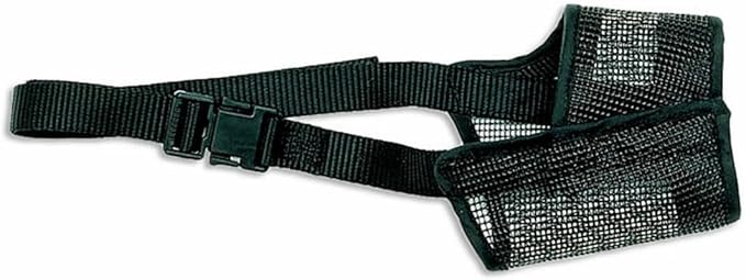 Coastal Pet Best Fit Adjustable Mesh Dog Muzzle - Soft Muzzle for Grooming Dogs with Open Front Design - Gentle, Durable Mesh for Temporary Muzzling - Black, 4"