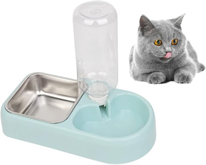 SUPVOX Double Pet Water Feeder Automatic Drinking Tool for Dogs and Cats Blue Unique Design Smooth Surface Safe and Eco-Friendly Pet Supplies