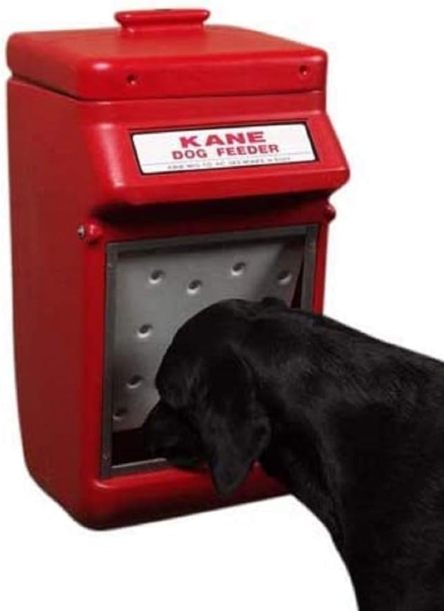 Kane KDF Wall Mount Auto-Shut Dog Feeder, 25 lb Capacity, Bulk Pet Food Dispenser, Outside Dog Bowl is built to last with high density polyethylene and 304 stainless steel