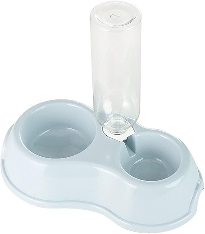 Double Dog Cat Bowl, Multipurpose Large Capacity Automatic Water Refill 2 in 1 Design Pet Feeder Water Dispenser Set, Gravity Feeder Cat Dry Food and Water Set for Indoor