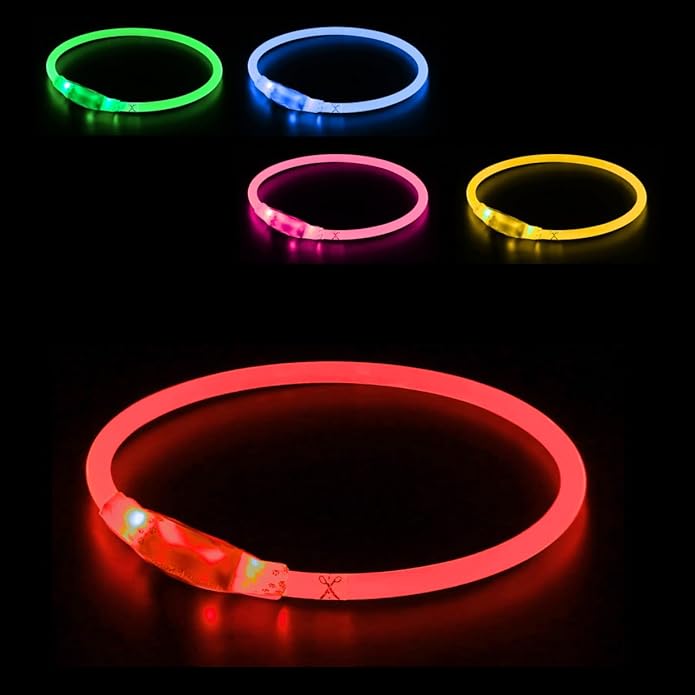 Dog Collar Light, Adjustable & USB Rechargeable, Water resistant, 3 light modes. Keep your Dog visible & safe at night, during walks. Suitable for all Pets, even people