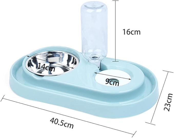 Automatic Pet Drinking Water Bottle Dog Cats Feeder Bowl Dog Food Feeder Double Dog Bowl Will Not MouthHair Get Wet (Color : Blue) (Gray)