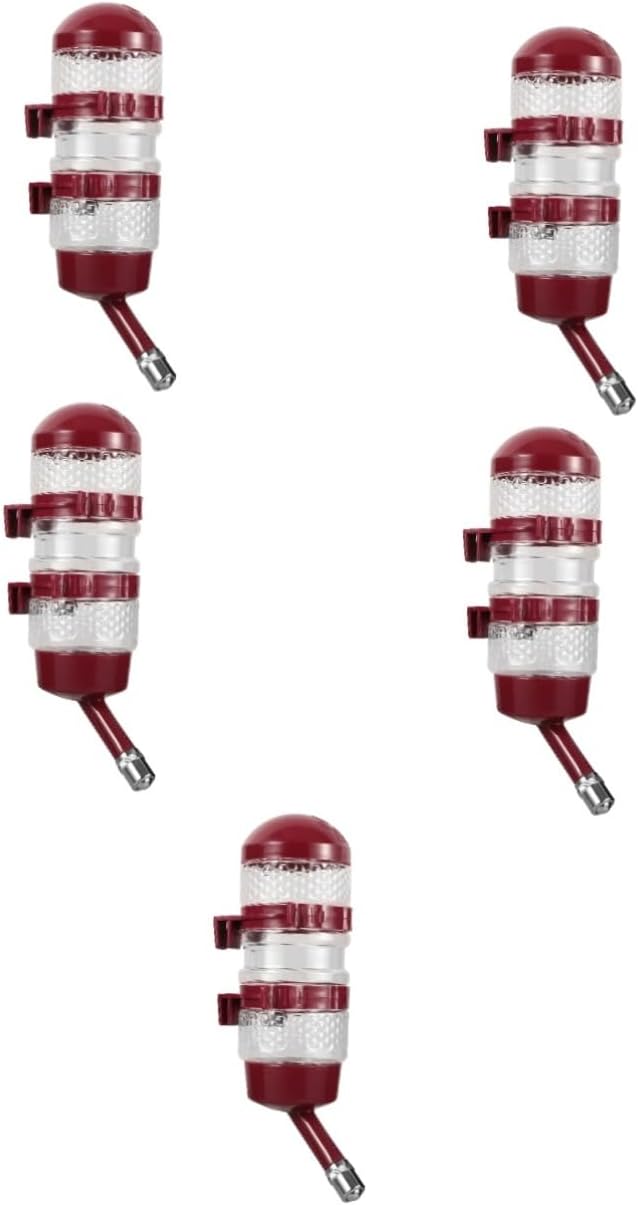 Mikikit 5pcs Pet Feeder Dispenser for Dogs and Cats Hanging Water Bottle with Automatic Drinking Function Easy to Install Prevents Spills for Pet Cages and Travel Wine Color