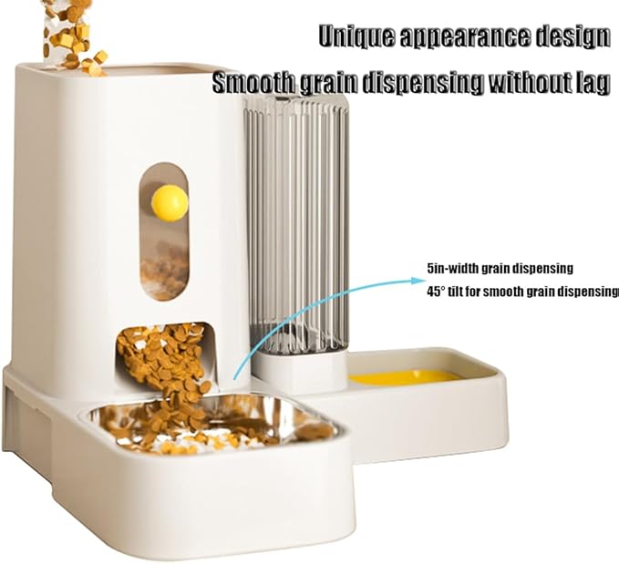 Automatic Pet Feeder for Cats & Small/Medium Dogs - 7-Day Dual Food & Water Dispenser with Stainless Steel Bowl, Programmable Portion Size, for Dry Food - Perfect for Puppies & Kittens,Yellow