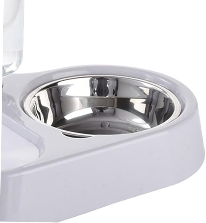 Pet Double Bowl Feeder Automatic Water Food Dish for Cats and Dogs Sturdy Design Grey Non-Skid Base for Feeding Hydration Convenient Pet Supplies