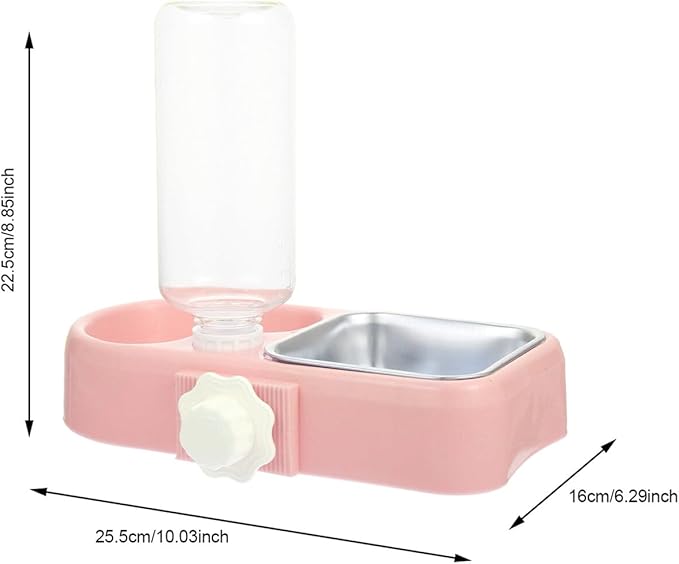 Detachable Dog Bowl and Hanging Cat Feeder Automatic Water Refill Dual Pet Bowls Anti-Fall Hanging Feeder for Dogs and Cats Pink