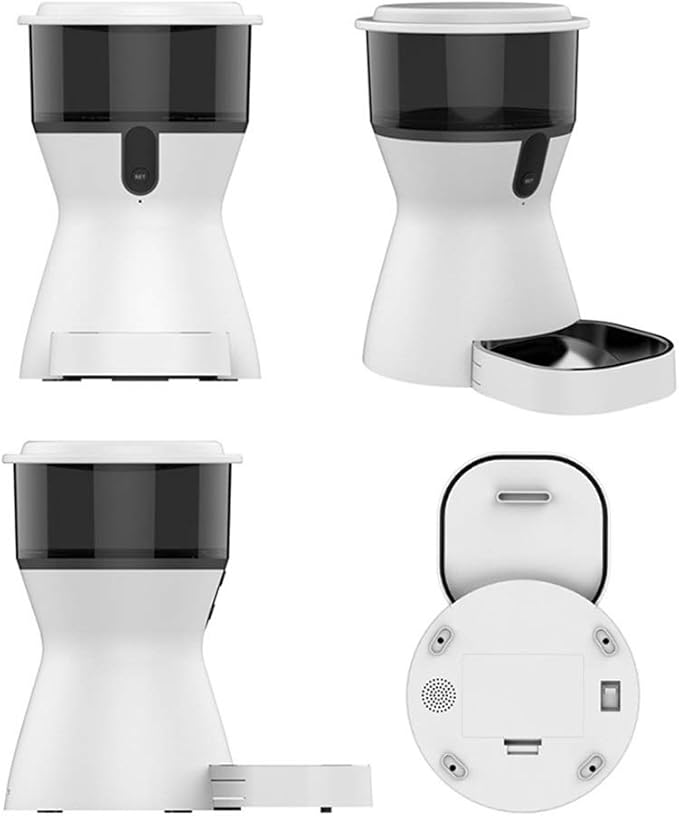 Black WiFi Mobile Phone Control Pet Dog Cat Intelligent Automatic Feeder 4L Large Capacity Recordable Feeding Machine Bowl Timing Quantitative Dual Power Supply