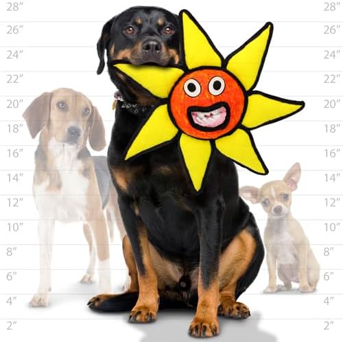 TUFFY® - World's Tuffest Soft Dog Toy - Alien - Multiple Layers. Made Durable, Strong & Tough. Interactive Play (Tug, Toss & Fetch). Machine Washable & Floats. (Ball Red Flower, Large)