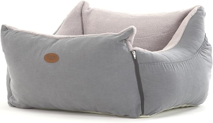 Dog Car Seat for Small Medium Large Dogs, Eco-Friendly Microfiber Velboa, Dog Booster for Under 45Lbs, Detachable and Washable Travel Seat with Thick Cushion (Charcoal Gray, L)