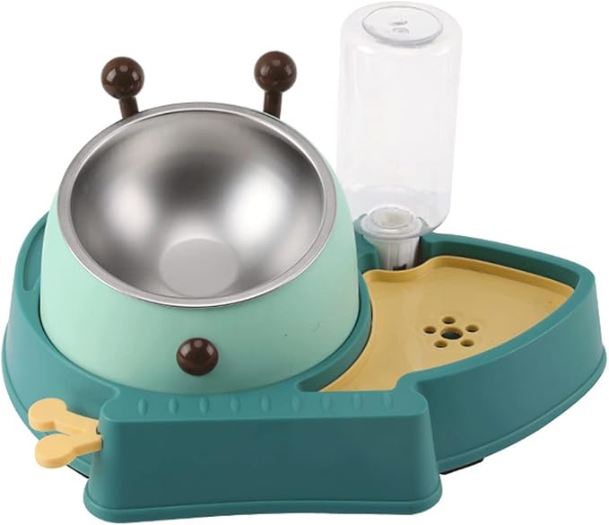 3 in 1 Pet Tableware Dog Food Bowl Automatic Water Dispenser Tilted Elevated Stainless Steel Bowl Detachable Waterer