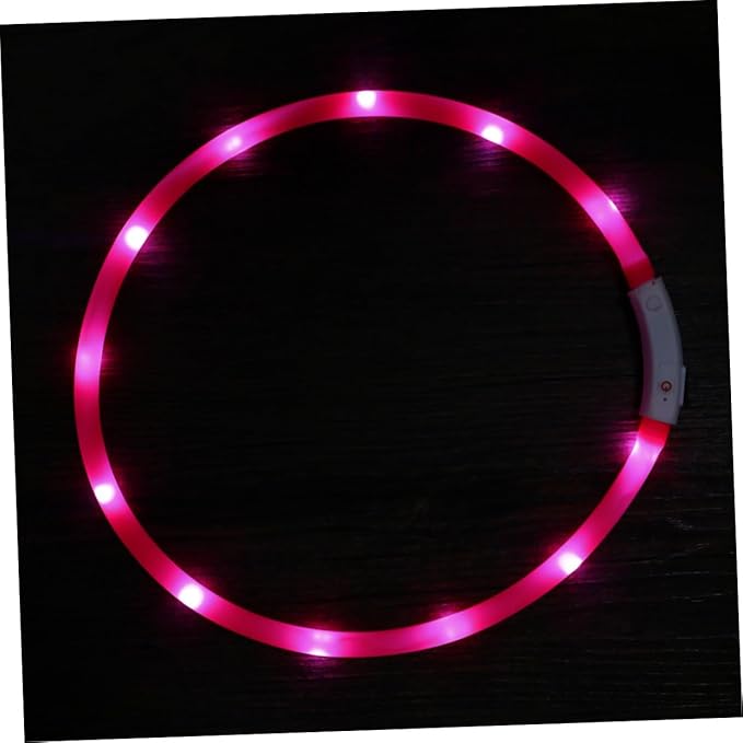 BESPORTBLE Dog Collar Rechargeable Neon Led Collar for Pets 3 Light Modes Charging Pink