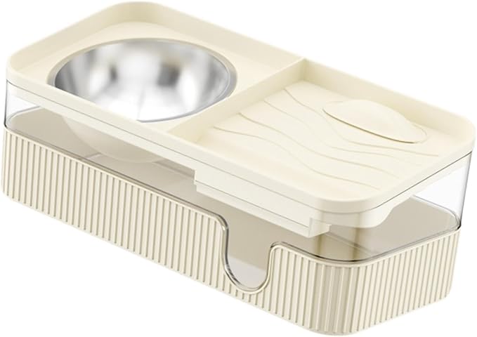 Cats Dog Water and Food Feeder,Pet Supplies,Pet Water Dispenser, Pet Automatic Feeder,Pet Watering Dispenser Puppy, Cream