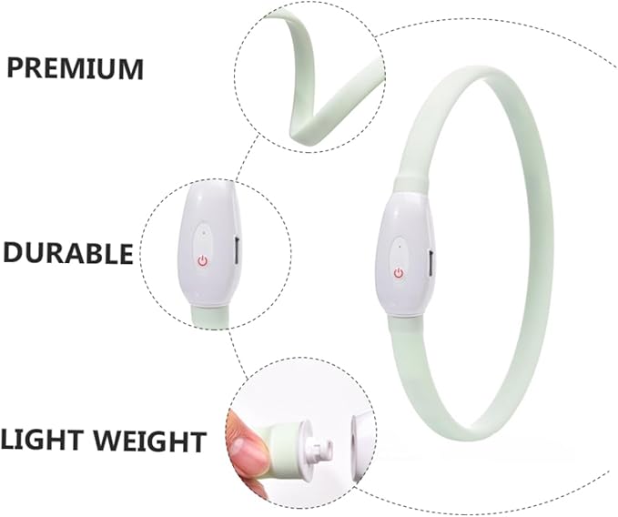 Alasum USB Rechargeable LED Pet Collar Durable Dog Collar with Night Safety for Pets