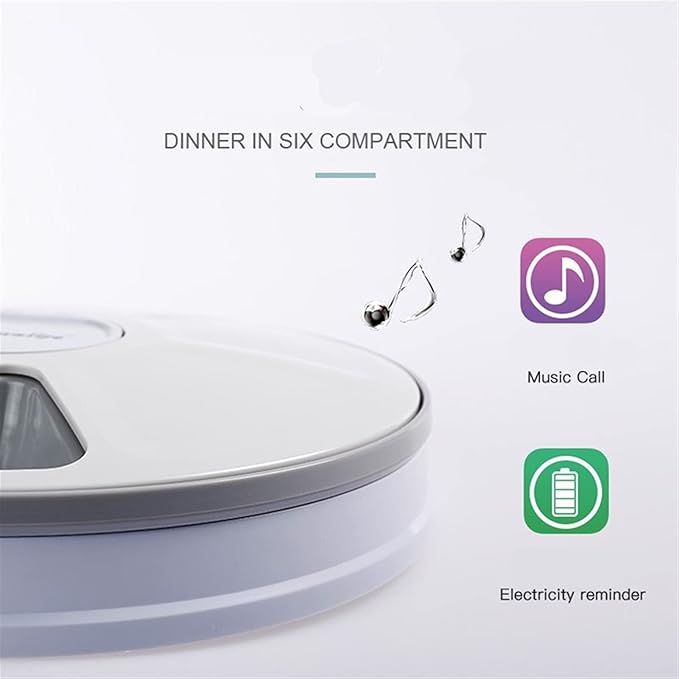 Massage Cushion Round Timing Feeder Automatic Pet Feeder 6 Meals 6 Grids Cat Dog Electric Dry Food Dispenser 24 Hours Feed Pet Supplies (Color : A)