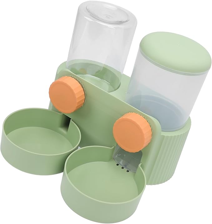 Automatic Pet Food Bowl and Water Dispenser, 2 in 1 Stainless Steel Bowls for Cats and Dogs, with Intelligent Scheduled Feeding, Space Saving Design, for Small Medium Pets (Green)