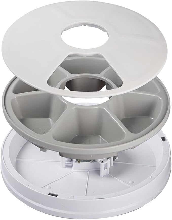 Massage Cushion Round Timing Feeder Automatic Pet Feeder 6 Meals 6 Grids Cat Dog Electric Dry Food Dispenser 24 Hours Feed Pet Supplies (Color : A)