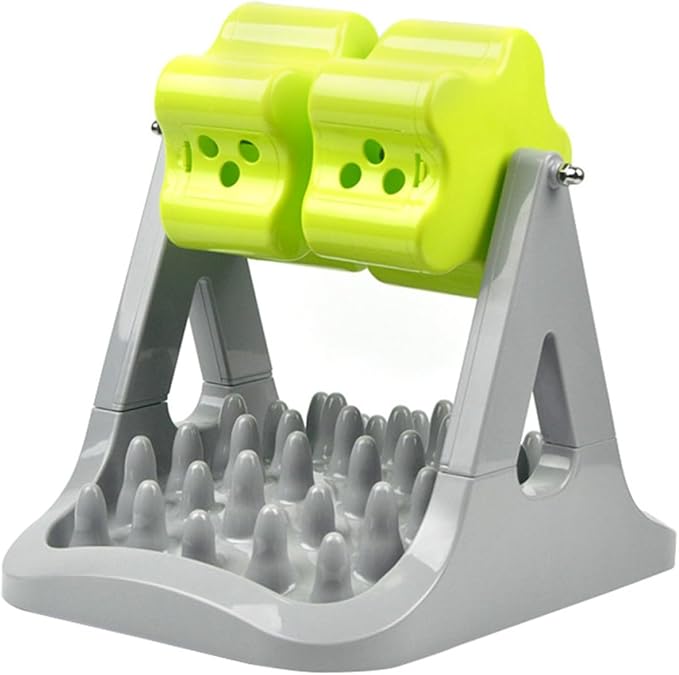 HANABASS Automatic Dog Food Feeder Slow Feed Bowl Pet Feeding Tool Non-tip Sturdy Plastic Grey Green for Training and Anti-Choke
