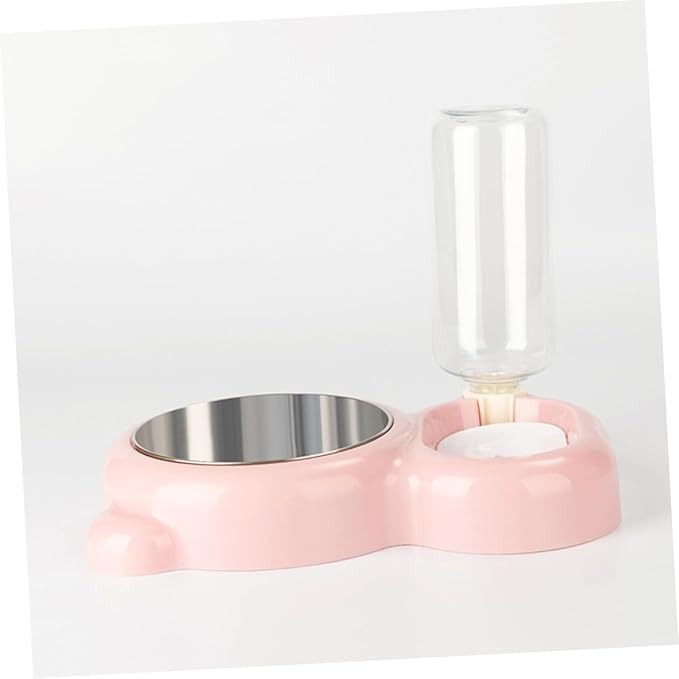 Toyvian Dual Pet Feeder Bowl Automatic Water Refill Non Slip Design for Cats Dogs Durable Easy to Bright Resistant Pet Supplies