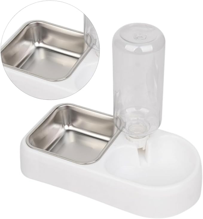 HANABASS Double Pet Water Feeding Bowl Creative Water Feeder for Dogs and Cats Automatic Drinking Tool Smooth Design for Home and Pet Shops White