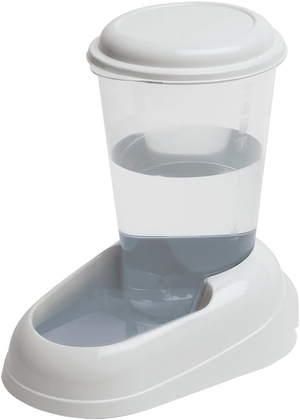 Ferplast Water dispenser for dogs and cats NADIR Drinker 3 Liter for small and medium sized dogs, Transparent tank with lid, Sturdy plastic, Non-slip bottom, 29,2 x 20,2 x h 28,8 cm White