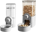 Hanging pet Automatic Feeder Combination -520ml Automatic Water Dispenser,1200ml Automatic Feeder,for cat or Dog, Gray