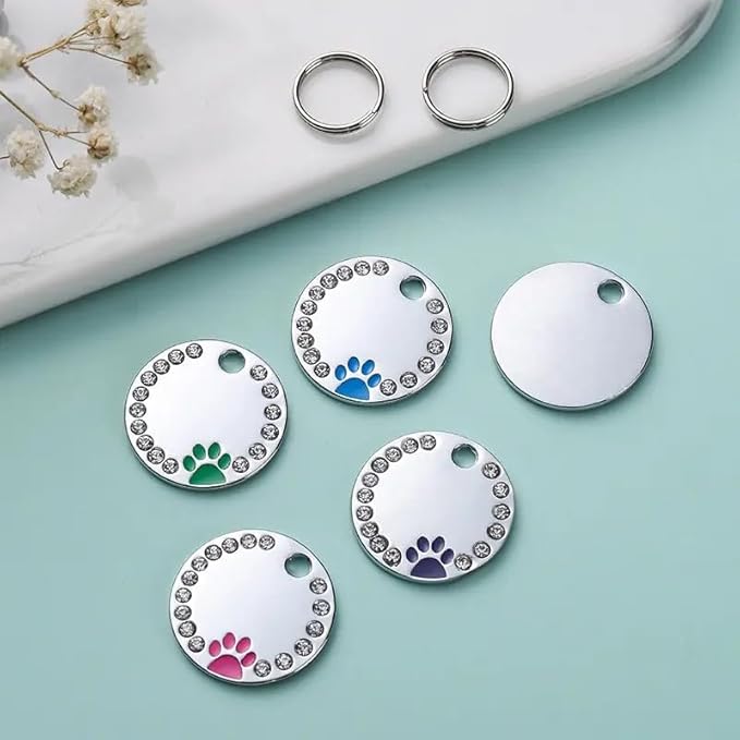 Personalized Dog/Cat Cute Paw Pet ID Tag with Unique Laser Engraving Name and Phone Number for Pet Collar or Key Chain (Green)