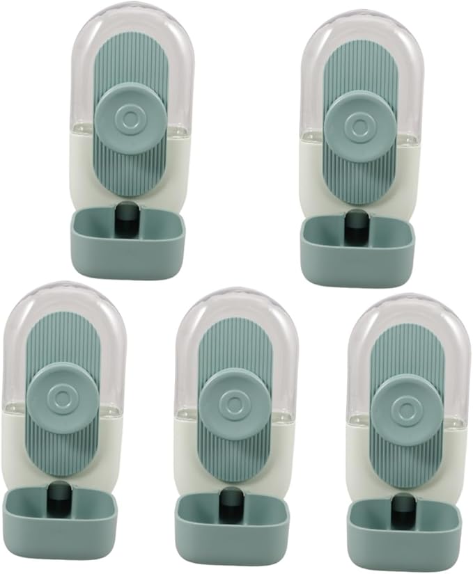 POPETPOP 5pcs Pet Water Dispenser Automatic for Dogs and Cats Hanging Design for Cages No-Leak System Mint Green Convenient Water Bottle for Pets