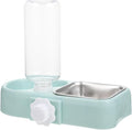 Automatic Refill Pet Water Bowl with Hanging Dual Dog Cat Bowls, Detachable Water Dispenser, Blue Raised Cage Feeder for Puppies and Cats