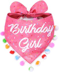 LunaMarie - Luxury Pet Birthday Bandanas -Premium & Silky Poly Fabric | 100% Handmade | Custom Shape Dual Layered (Birthday Girl, Medium)