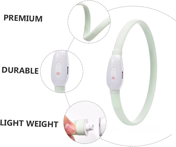 VICASKY 1set USB Rechargeable Night Glowing Led Dog Collar Cuttable Pet Collar for Safety Comfortable Wear for Outdoor Use