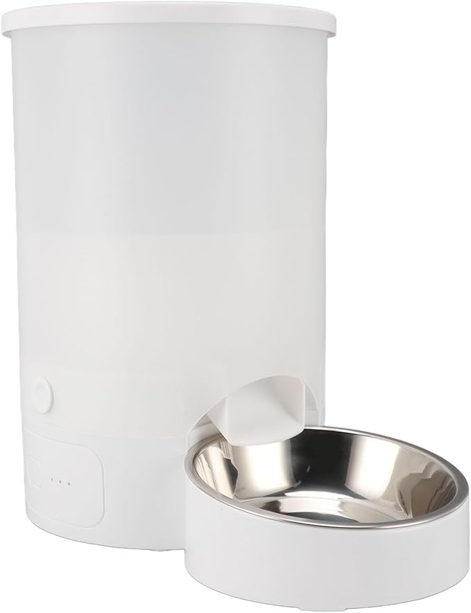 Automatic Cat Feeder, 3L Automatic Food Dispenser APP Control Pet Food Dry Food Dispenser Dual Power Supply Automatic Pet Feeder for Puppy Kitten (White Single Bowl)