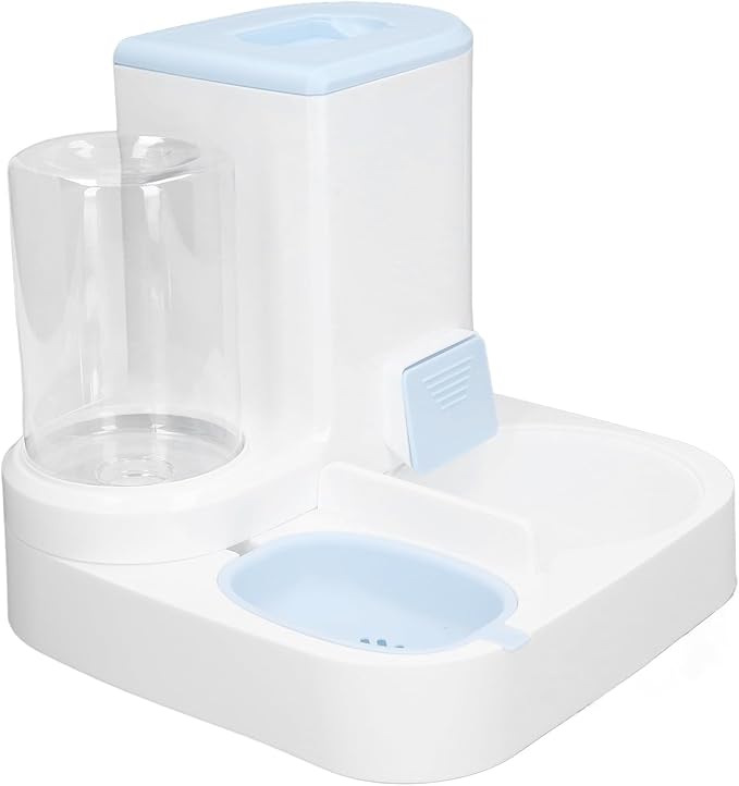 Pet Feeder and Water Dispenser, 2 in 1 Gravity Automatic Water Dispenser and Food with Large Capacity for Dogs Cats Pets (Blue)