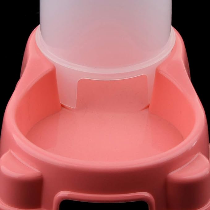 Pet Feeder Waterer Automatic Food and Water Dispenser Bowl for Dogs and Cats (Pink)