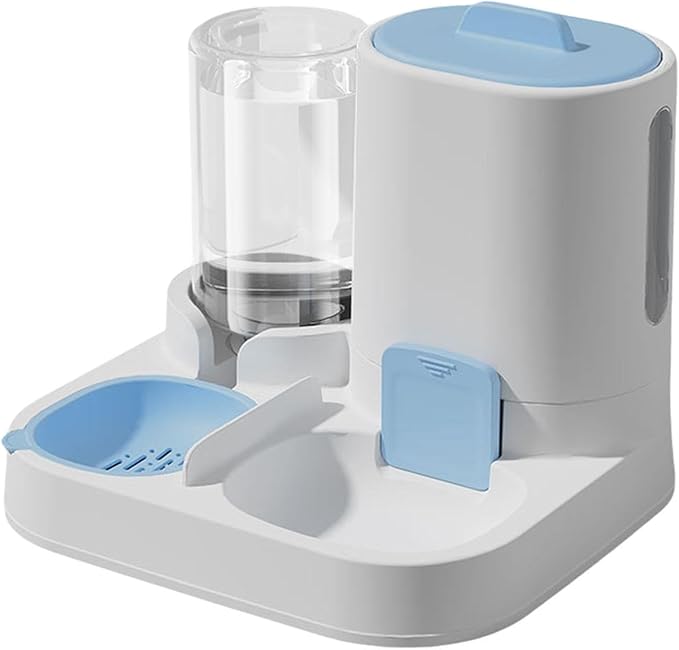 Automatic Pet Feeder Waterer, Cat Feeder, Dog Bowl, Removable Portable Water Dispenser, Blue