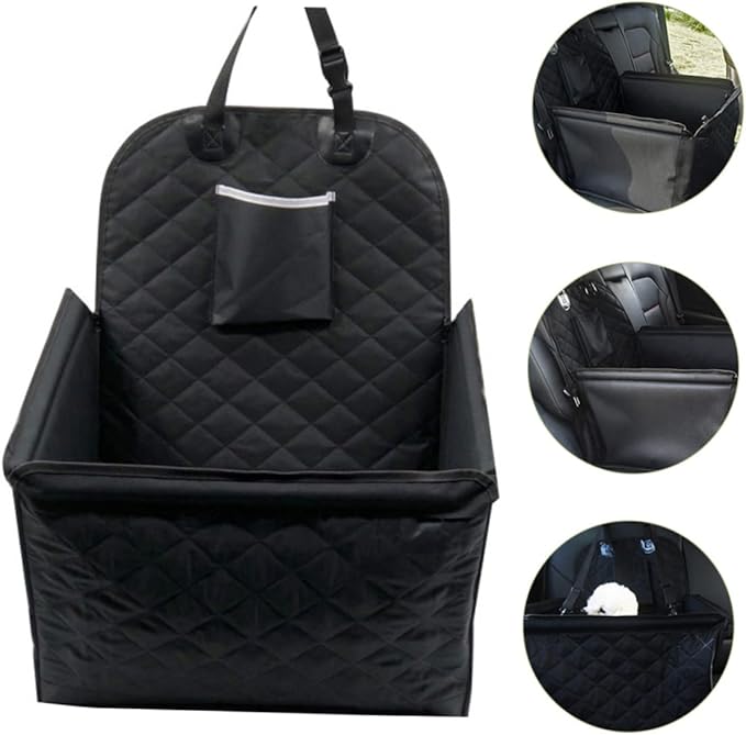 Dog Car Seat Cushion Pet Car Bed Storage Pocket Safety Belt for Travel Thickened Portable Easy to Install