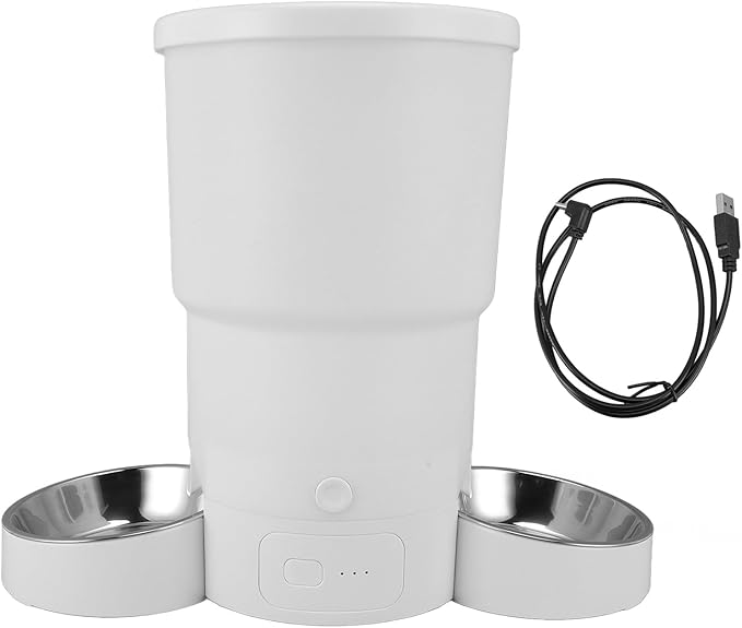 Automatic Pet Food Dispenser, Automatic Cat Feeder, Smart Timed Pet Food Dispenser with Stainless Steel Bowl, Remote Control, 5L Capacity, Easily Cleaning, Dual Power Supply
