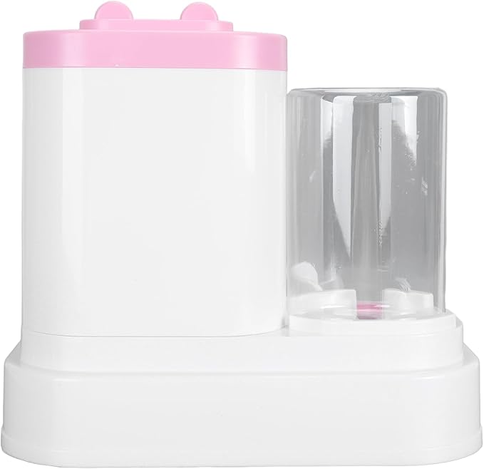 Pet Feeder and Water Dispenser Set, 2 in 1 Detachable Automatic Cat Food Water Dispenser with Transparent Window for Small to Medium Pups, Kittens, Rabbits ()