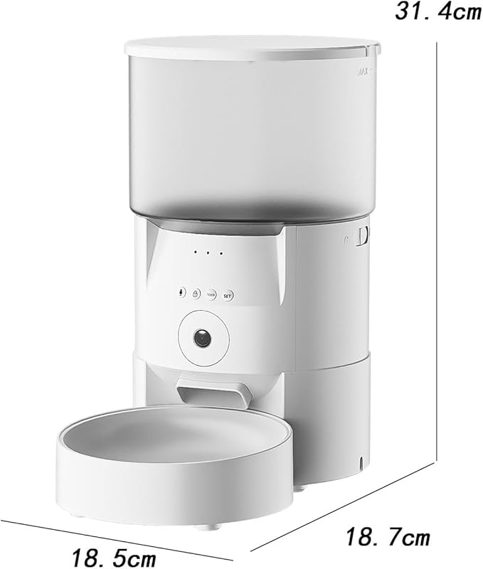 Generic Cat Feeder Automatic Cat Food Dispenser Timed Cat Feeder Auto Pets Feeder for Pets, 18.5cmx18.7cmx31.4cm, White