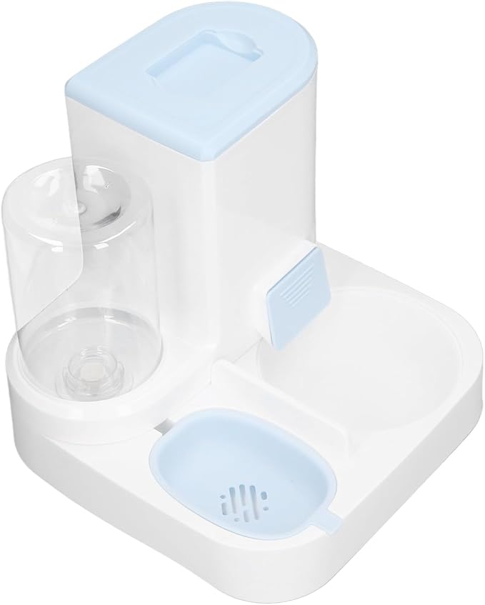 Pet Feeder and Water Dispenser, 2 in 1 Gravity Automatic Water Dispenser and Food with Large Capacity for Dogs Cats Pets (Blue)