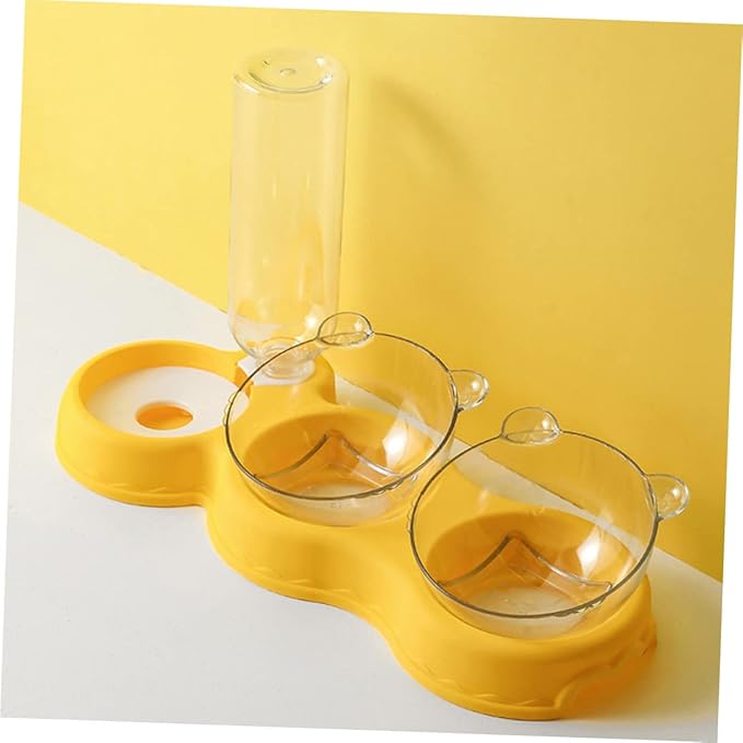 Mipcase 1pc Automatic Cat Feeder Double Bowls for Food and Water Prevents Spills for Cats and Dogs Easy Maintenance Material Design