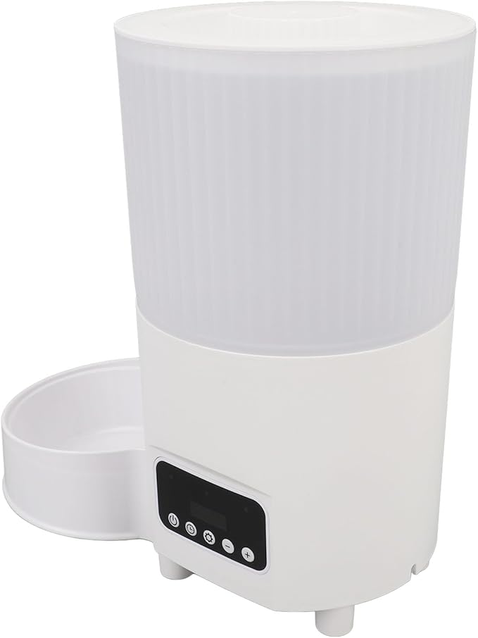 Automatic Cat Feeder 3L Large Capacity Smart Pet Food Dispenser Pet Feeding Device for Indoor Home (White Button Version)