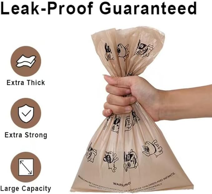 Thick & Strong Dog Poop Bags Scented, Large Capacity Leak Proof Tear Resistant Waste Bags, 6 Rolls 90 Bags for Outdoor Walking and Travel Fast Easy Cleanup (Brown)