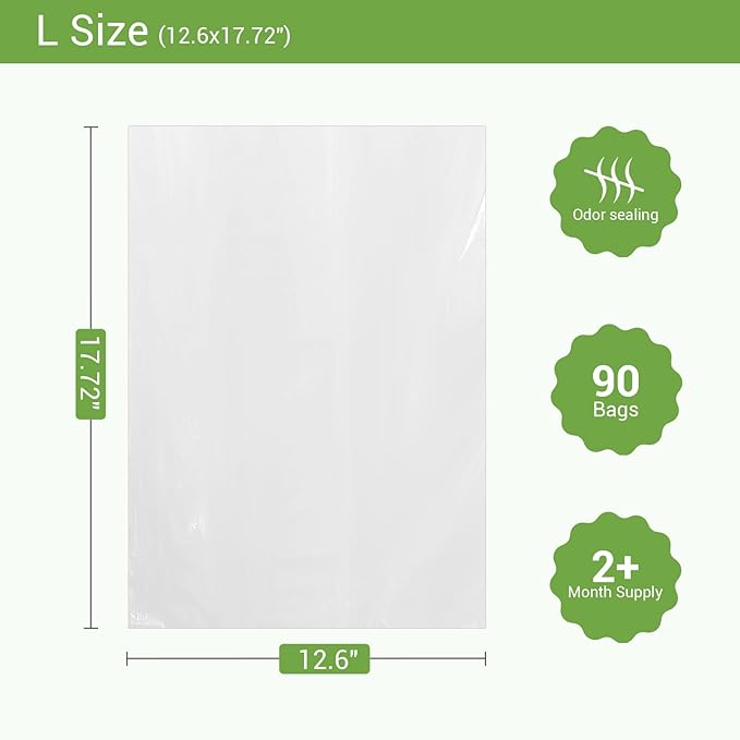 Odor Sealing Dog Poop Bag (90 Bags) Unscented & Durable Dog Waste Bags, Block Smells [Size:L, Color:White]