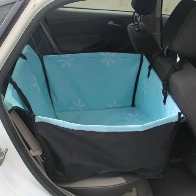 Vedem Dog Booster Car Seat Pet Back Seat Cover for Small Dogs (Floral-Blue)